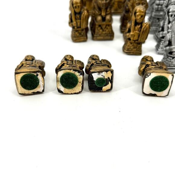 Vintage 32 Piece Replacement Chess Piece Set Egyptian Style Ceramic Glazed - Picture 7 of 15